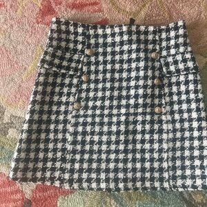 Alya Black and White A-Line Mini Skirt